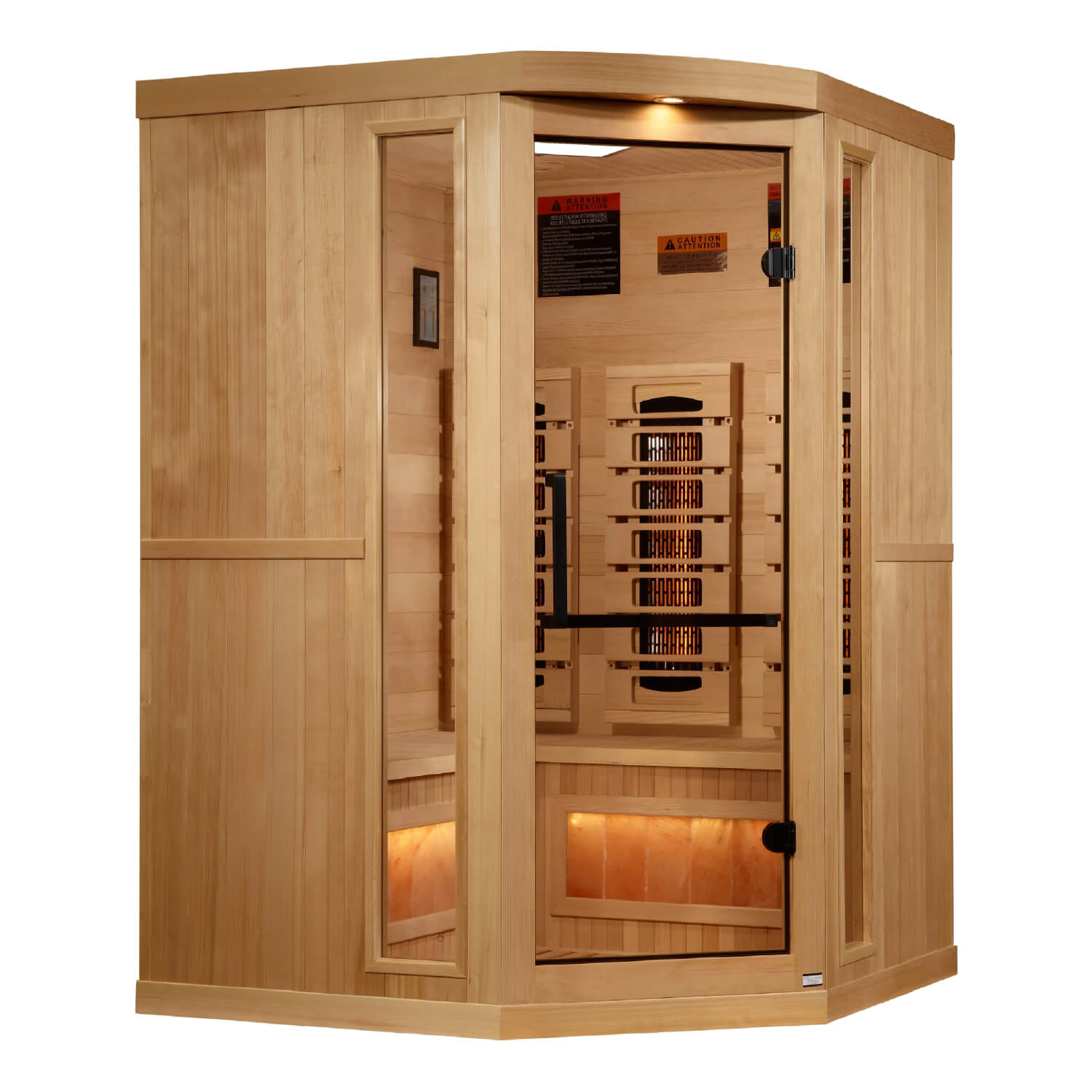 Golden Designs Corner 3-Person Full-Spectrum Infrared Sauna w/ Himalayan Salt Bar product image
