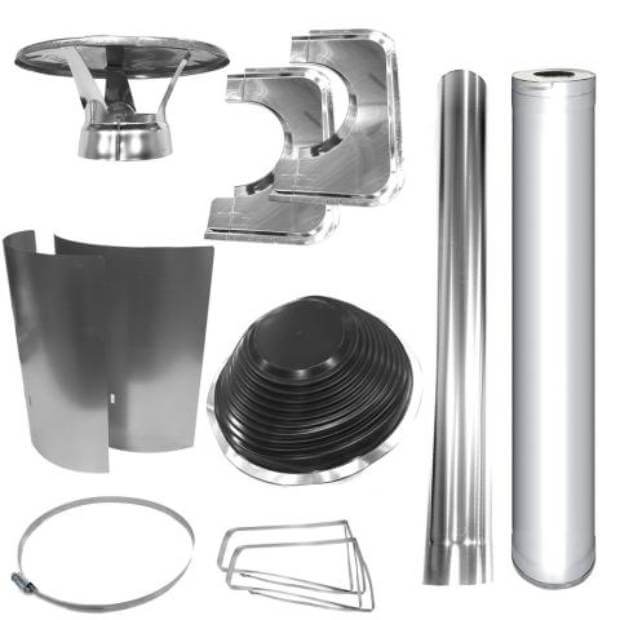 Harvia WHP1000500-PKG Chimney & Assembly Kit, Barrel, Flat Roof, Stainless product image