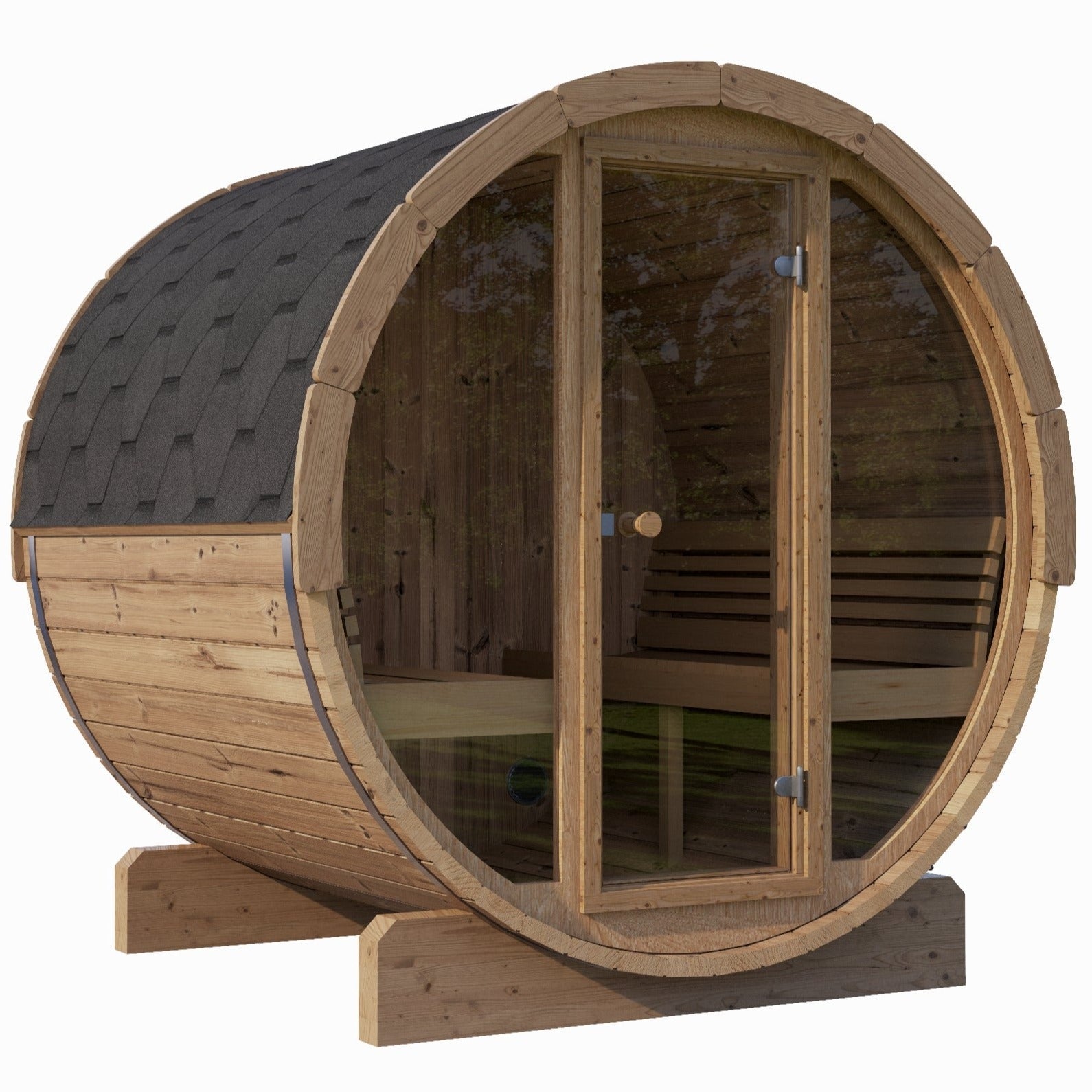 SaunaLife E8G 6-Person Barrel Sauna w/ Front Glass, 87"x 81" product image